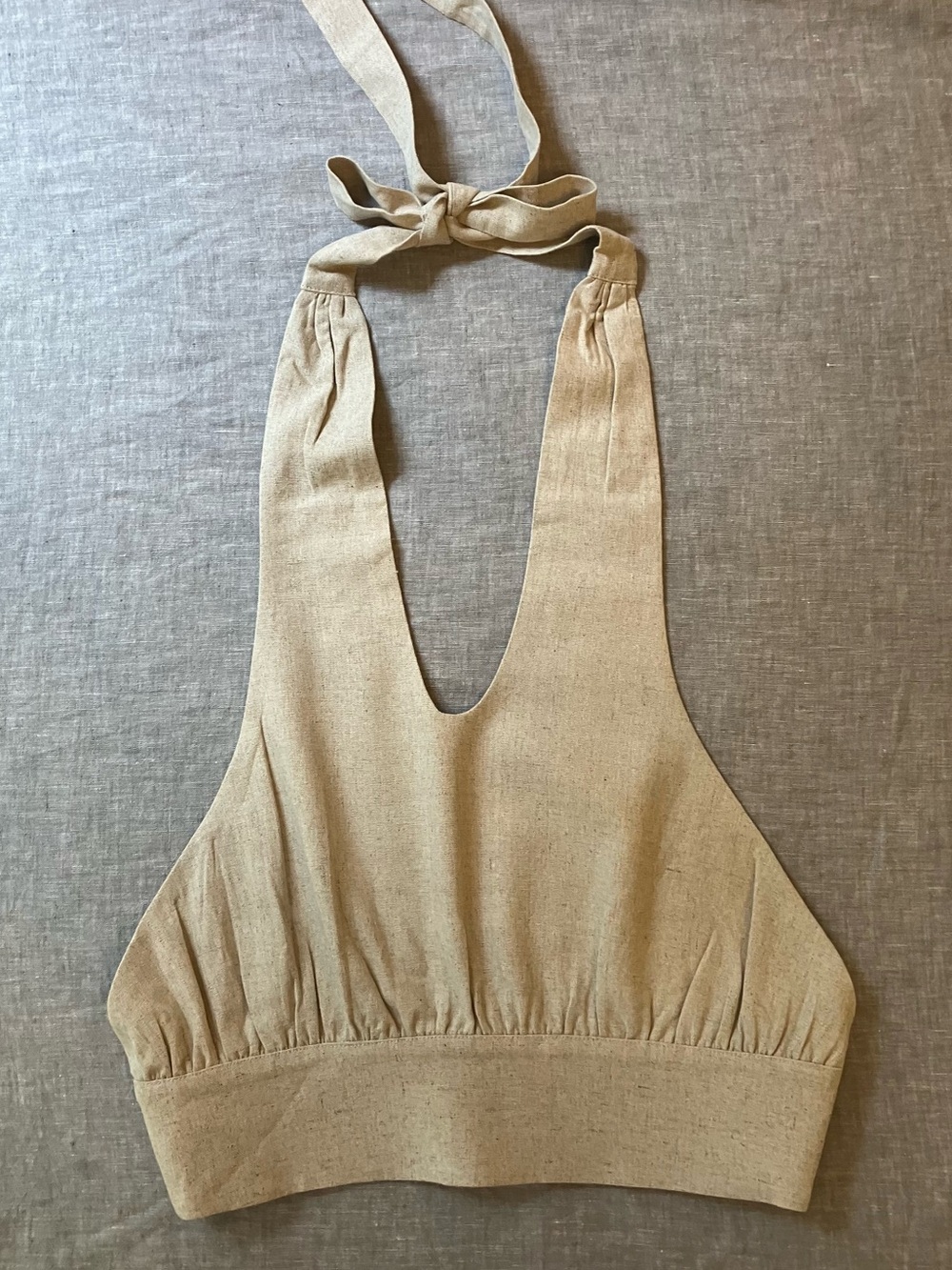 Meshki Linen Halter Crop Top